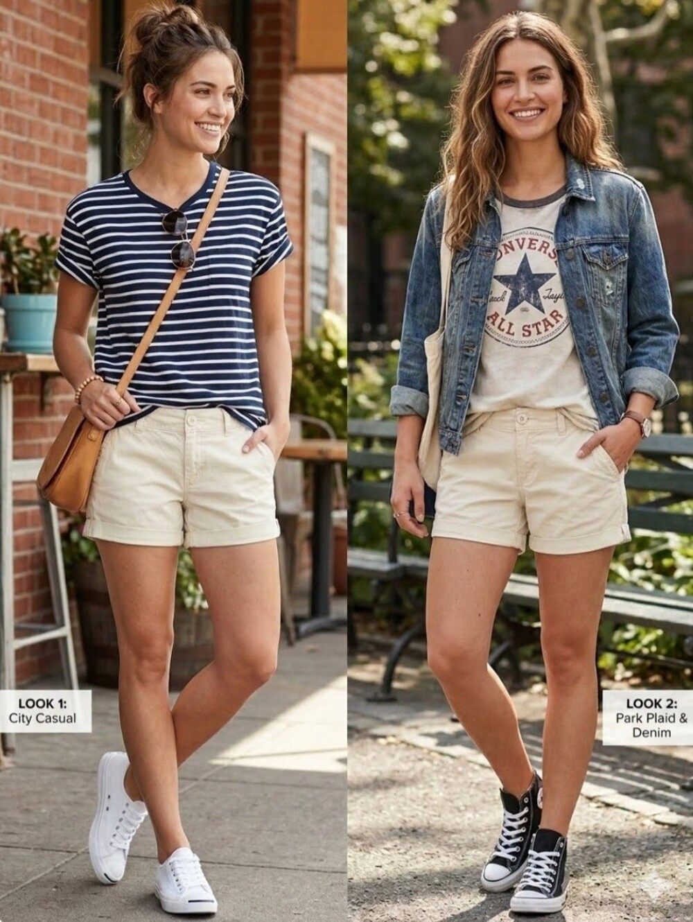 Converse Women's Cream Roll-Cuff Bermuda Shorts